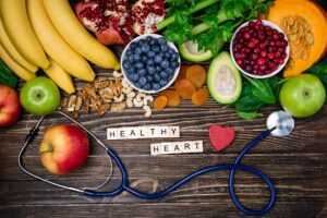 Background healthy food for heart. Healthy heart concept. Healthy food, diet and life