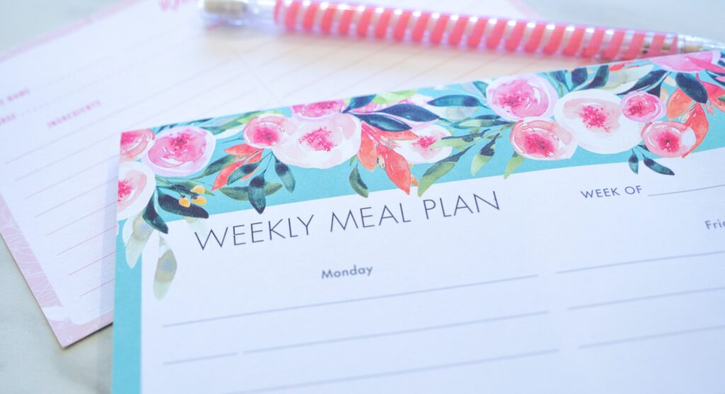 Closeup of meal plan