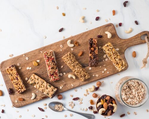 Set of different granola bars