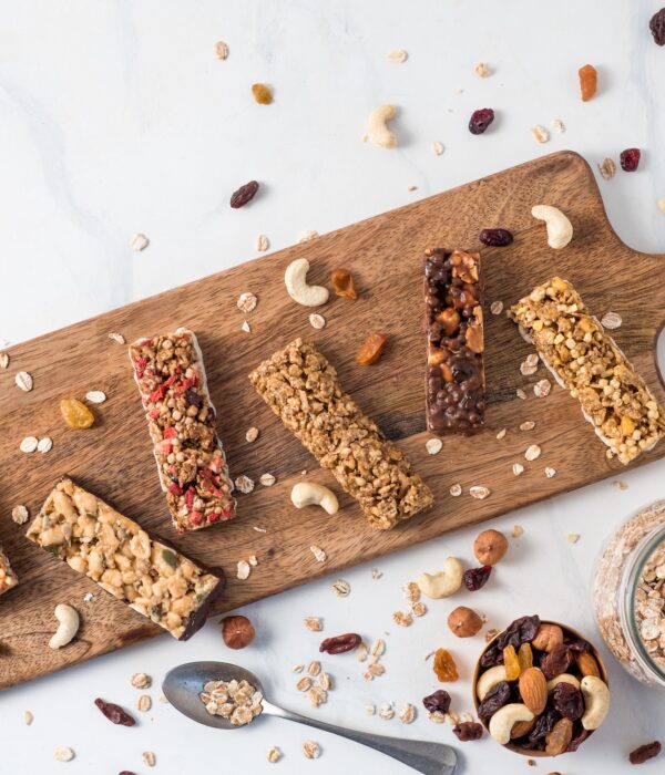 Set of different granola bars